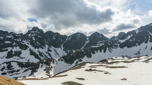 Fast Clouds in Winter Mountains