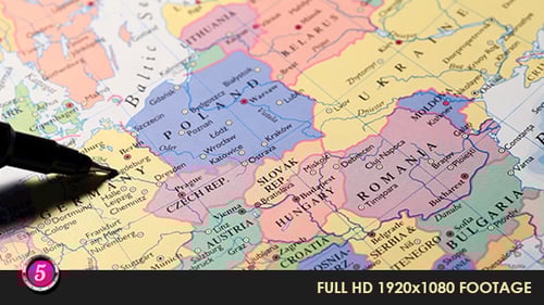 Pen Circling Cities on Map of Europe