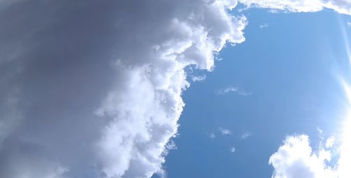 Fluffy Clouds Moving in a Blue Sky