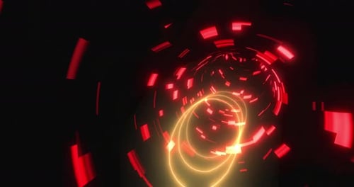 Tunnel with red and yellow lights moving in a seamless loop