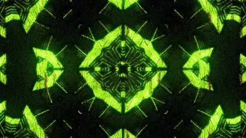 Glowing Green Grunge Kaleidoscope Abstract Pattern Loop