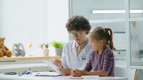Girl Meeting with Doctor in Bright Office