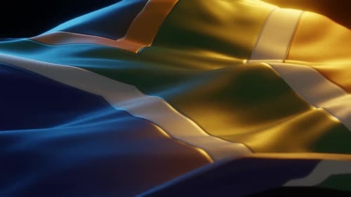 South African Flag Realistic Waving Loop Animation