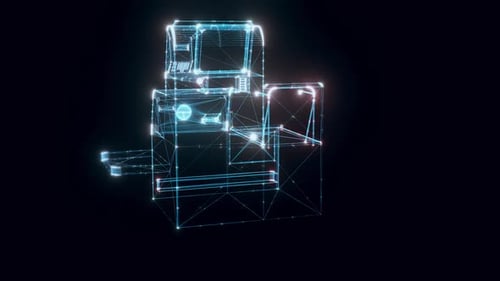 Futuristic Holographic Automated Teller Machine Wireframe