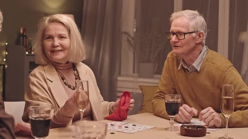 Senior Adults Playing Games Together Indoors