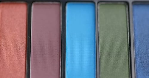 Macro Shot of Colorful Eyeshadow Makeup Palette