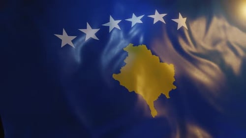 Realistic Waving Flag of Kosovo for National Representation