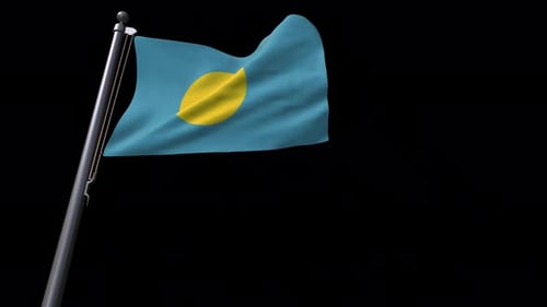 Animated Palau National Flag Waving with Alpha Channel