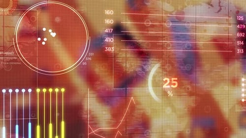 Futuristic Digital Data HUD Display with Corporate Charts