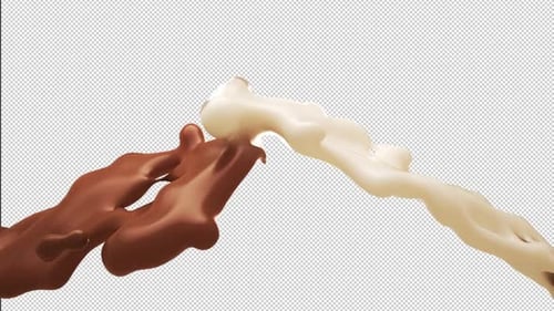 Dynamic Fluid Chocolate and Milk Splashes Mixing Animation