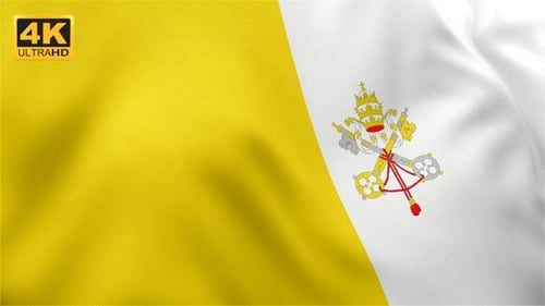 Vatican City Flag Waving Seamlessly Looping Realistic Fabric Animation