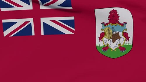 Bermuda Flag Waving with Realistic Fabric Texture