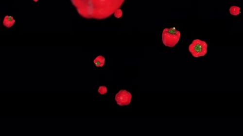 Red Bell Peppers Falling Seamless Loop