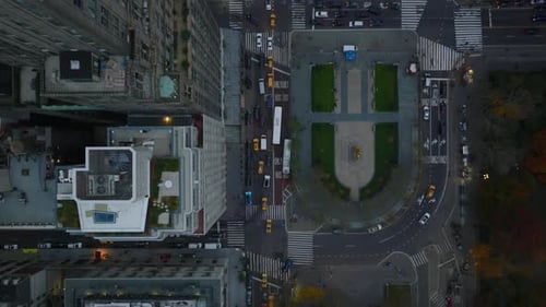 Aerial Birds Eye View of a City Intersection