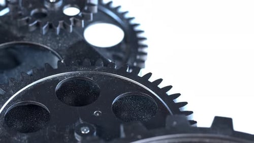 Rotating Metal Gears in Close Up