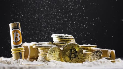 White Dust Falls Down on Bitcoins and Banknotes