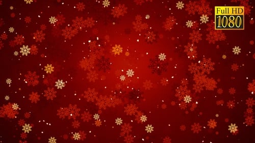 Elegant Red and Gold Falling Snowflakes Christmas Background