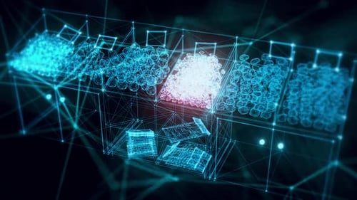Futuristic Data Flow Network Wireframe Animation