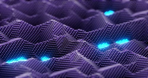 Abstract Geometric Data Wave with Glowing Blue Particles
