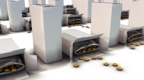 Paper Box With Scattered Cornflakes In A Row 4k