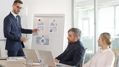 Business Presentation with Charts in Bright Office