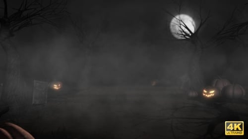 Citrouille dans le cimetière en arrière-plan