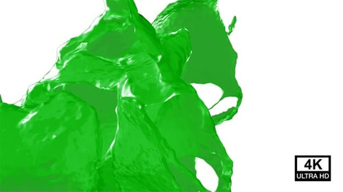 Collision Of Streaming Green Paint Splash V9