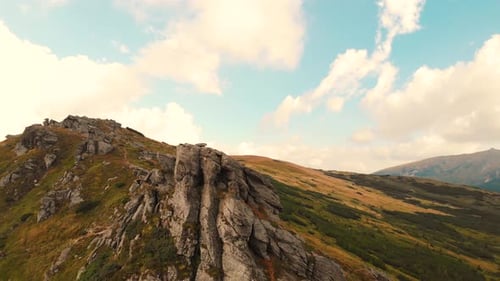 Mountain Ridge with Rocky Cliffs