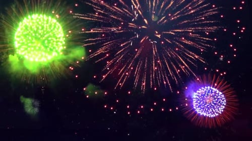 Abstract Big Fireworks Explosion Particles Loop Animation Background.