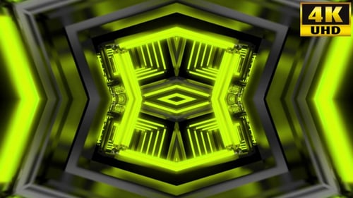 Futuristic Neon Geometric Light Tunnel Loop Background