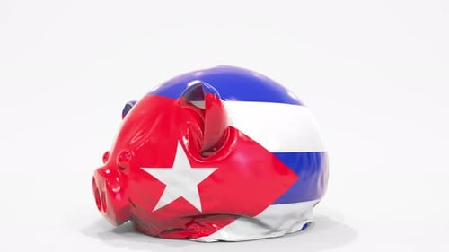 Deflating Piggy Bank with Printed Flag of Cuba