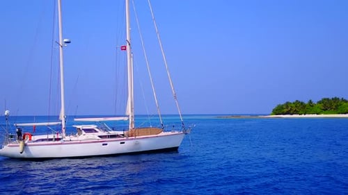 Aerial drone abstract of resort beach by lagoon with sand background