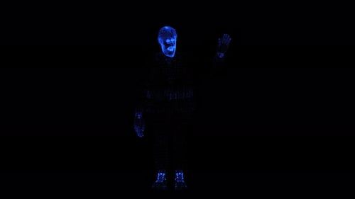 man waving hand digital hologram