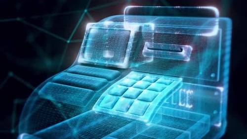 Primer plano del holograma de la caja registradora 4k