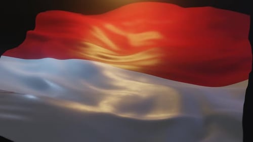 Realistic Indonesia Flag Waving Animation Loop