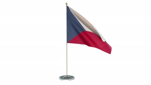 Czech Republic Flag Waving on Pole Animation