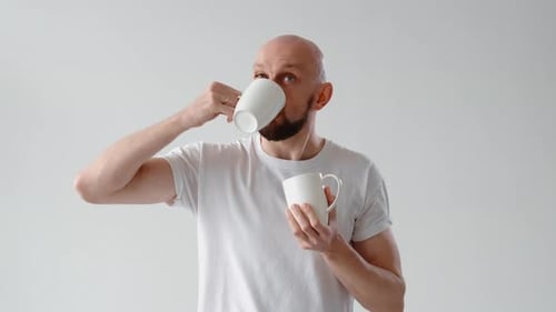 Morning Hangover Headache Relief Sick Man Drinking