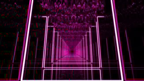 Futuristic Pink Neon Digital Tunnel Seamless Loop Background