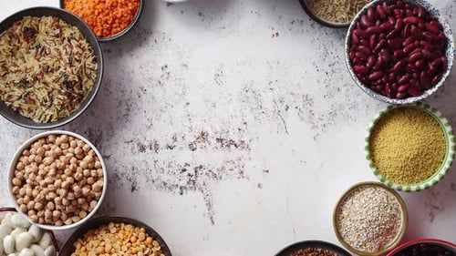 Circle Composition with Copy Space of Different Kinds Organic Foods