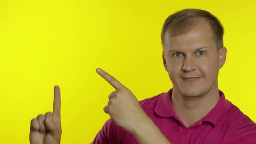 Smiling Man Points to the Side