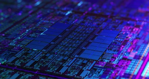 Futuristic Animated Computer Chip and Circuit Board