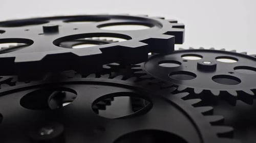 Rotating Gears Mechanism Close Up