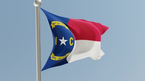 North Carolina Flag Waving Loop Against Clear Sky