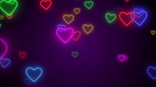 Glowing Neon Heart Shapes Particles Background Saint Valentine’s Day Seamles Loop 4K