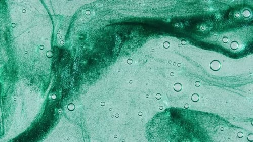 Liquid Cream Gel Green Cosmetic Texture with Bubbles