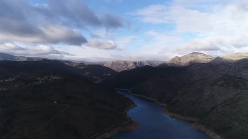 River and Mountains Clouds