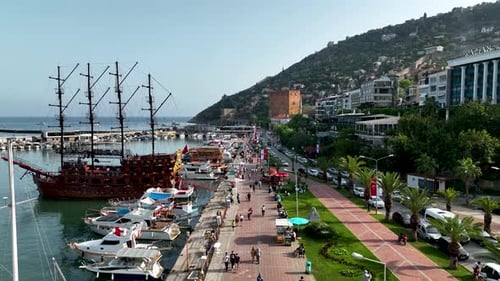 Pirate Harbor aerial view Turkey Alanya 4 K