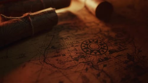 Close Up of a Old Vintage Map with Countries and Continents
