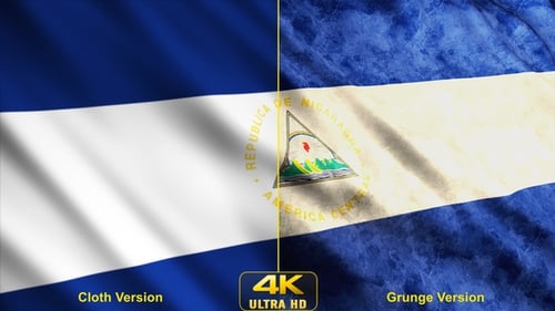 Nicaragua Flag Waving Animation: Modern and Grunge Styles