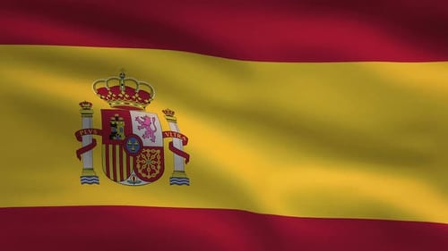 Realistic Waving Flag of Spain Animation Loop